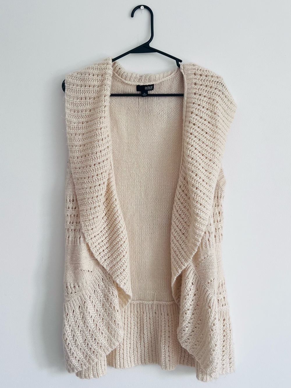 a.n.a Cream Open-Front Knit Sleeveless Cardigan
